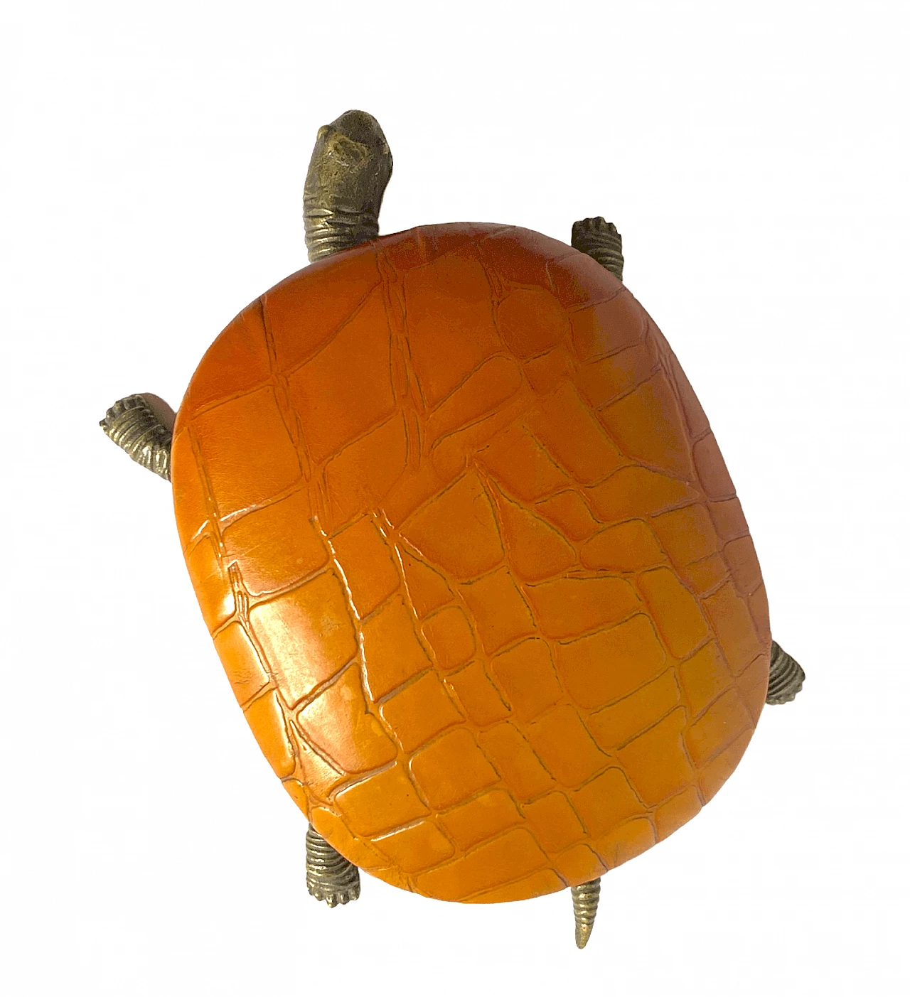 Portagioie a forma di tartaruga in pelle e bronzo, anni '50 1