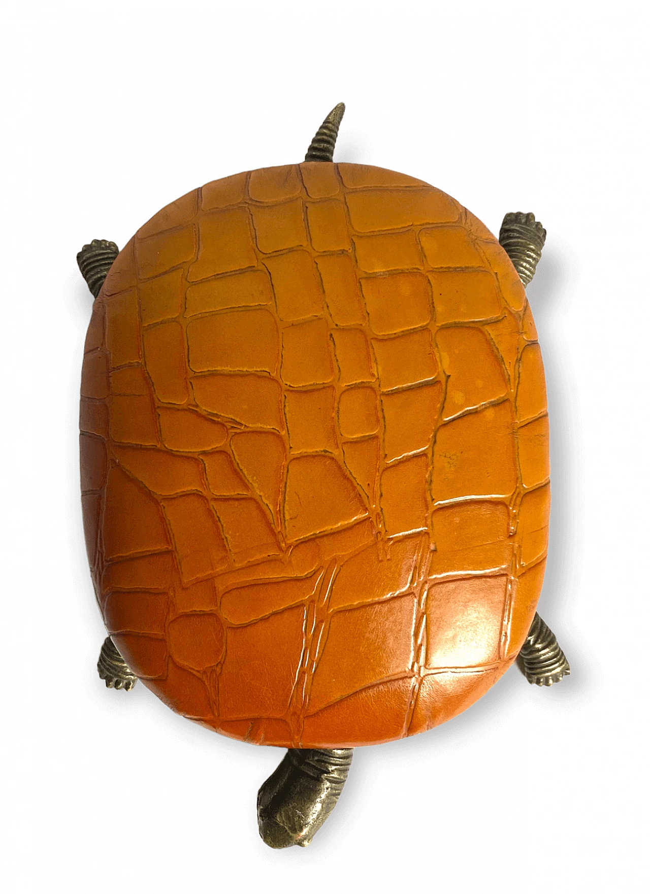 Portagioie a forma di tartaruga in pelle e bronzo, anni '50 3