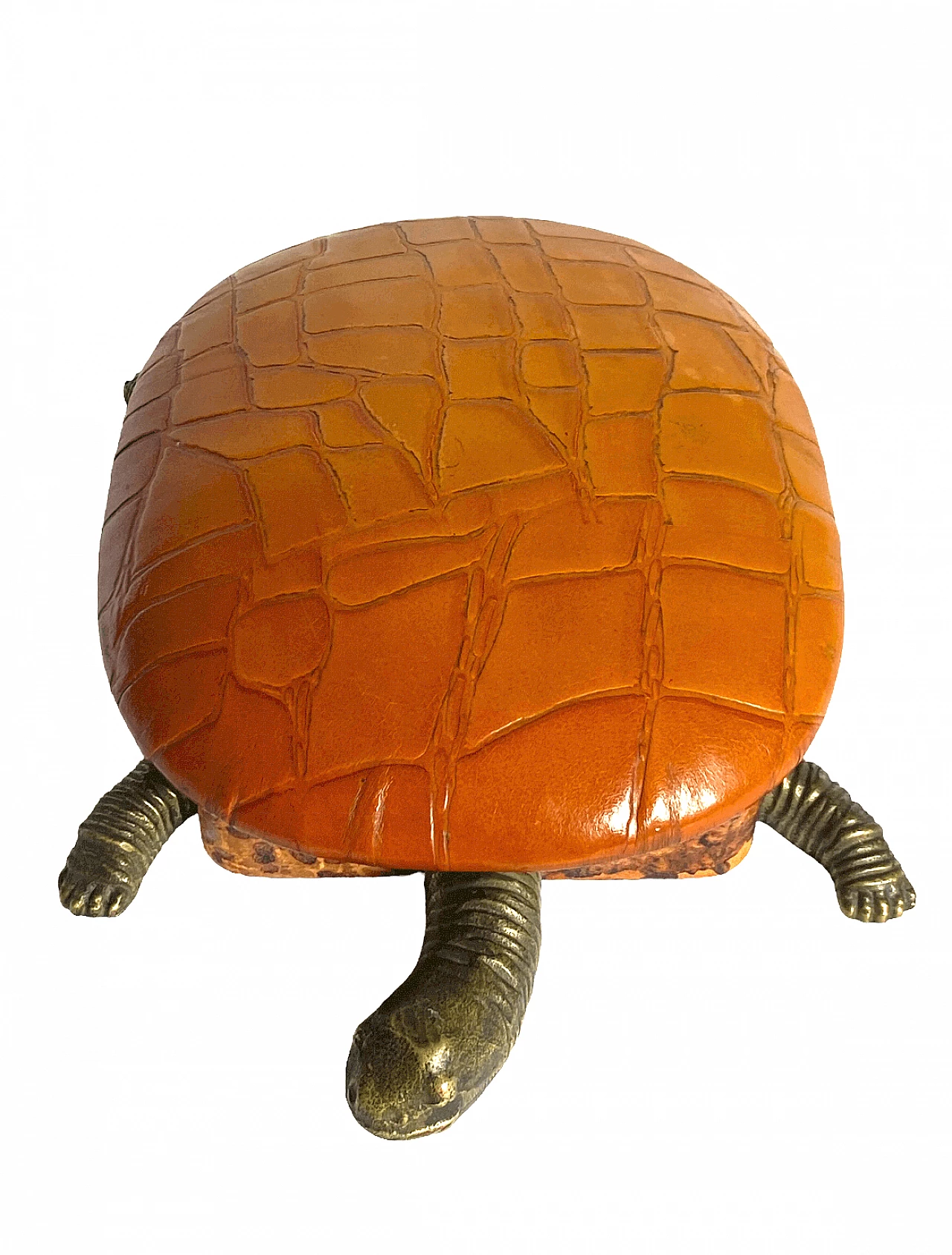 Portagioie a forma di tartaruga in pelle e bronzo, anni '50 6