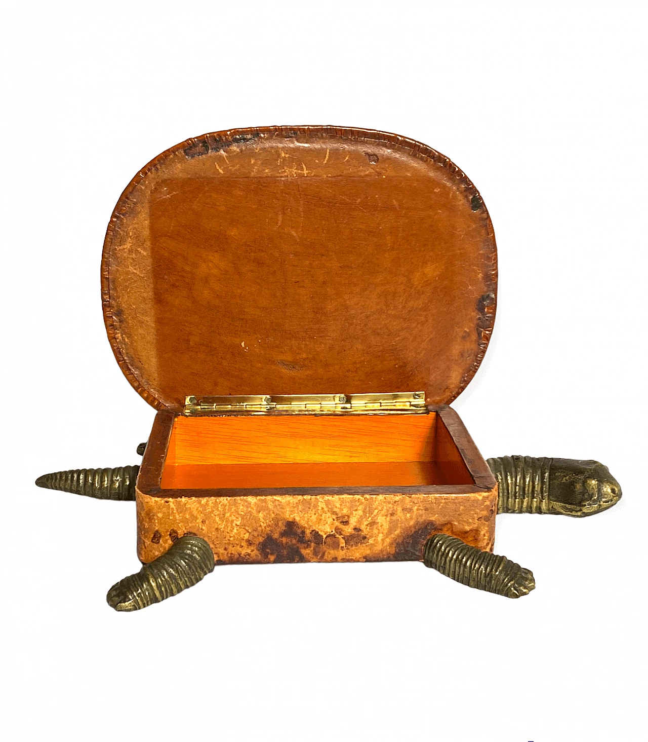 Tortoise-shaped leather and bronze jewellery box, 1950s 7