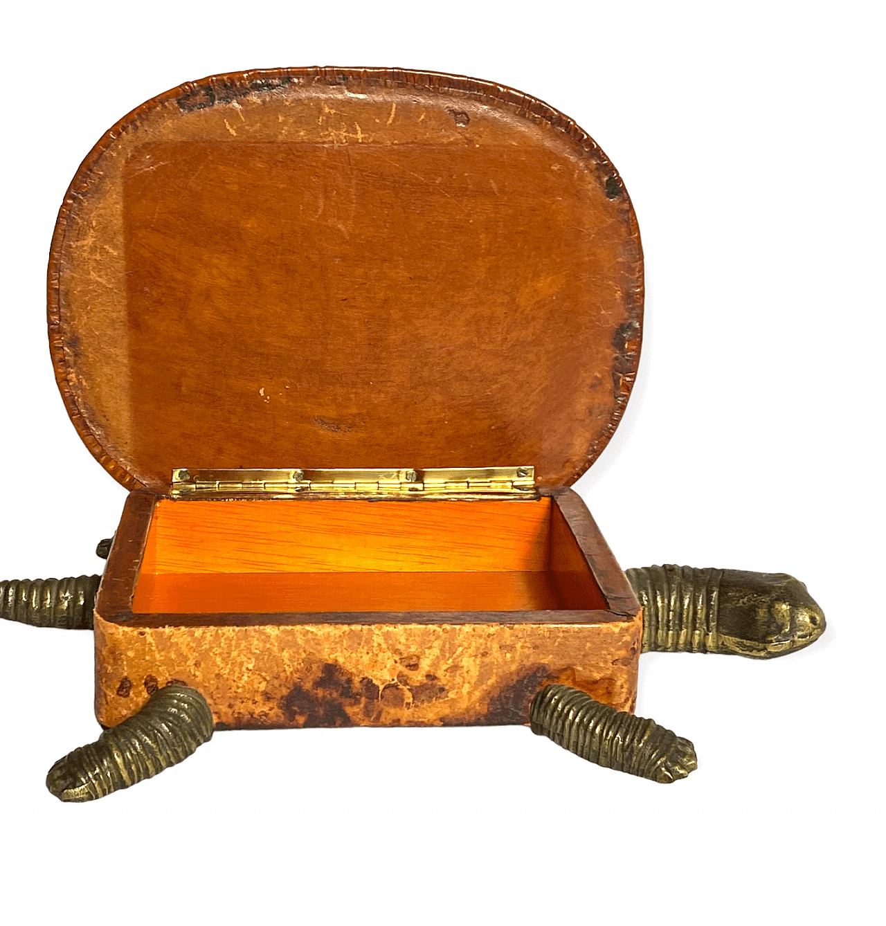 Tortoise-shaped leather and bronze jewellery box, 1950s 8