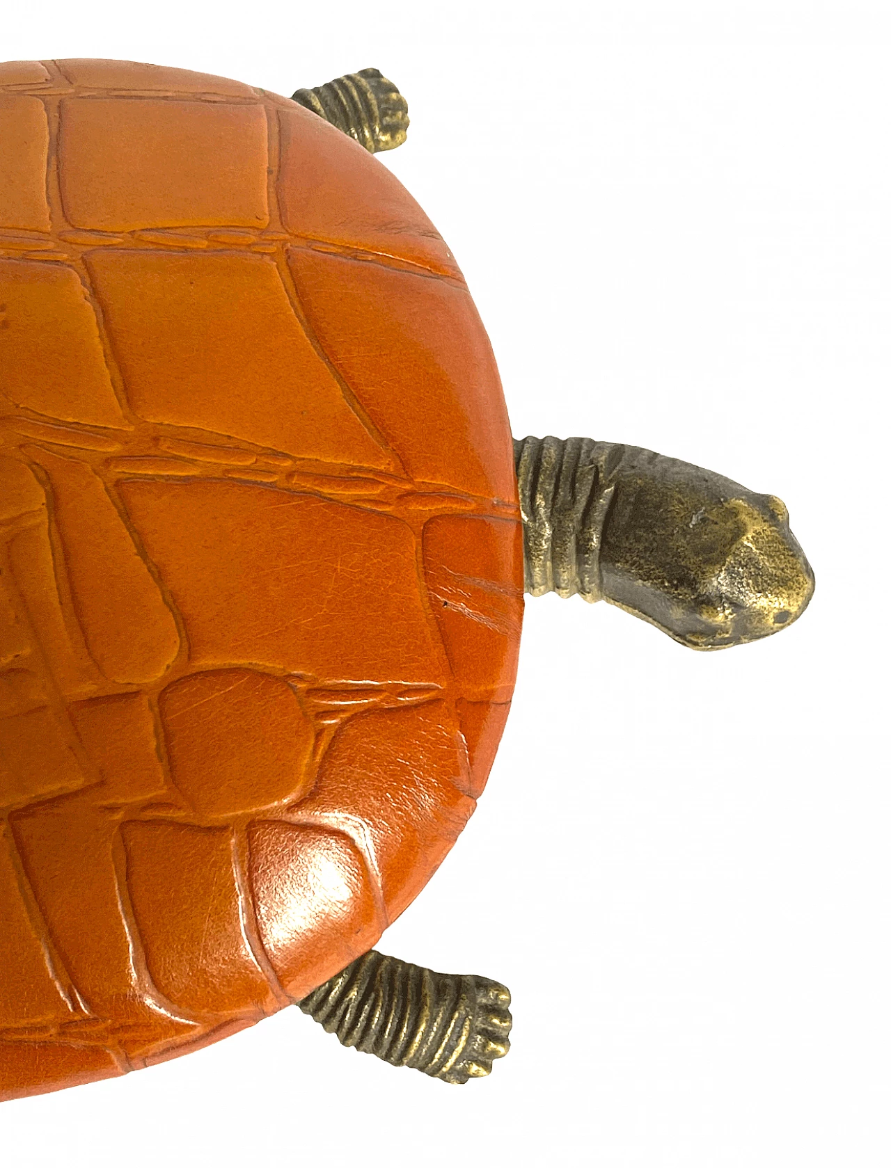 Portagioie a forma di tartaruga in pelle e bronzo, anni '50 11