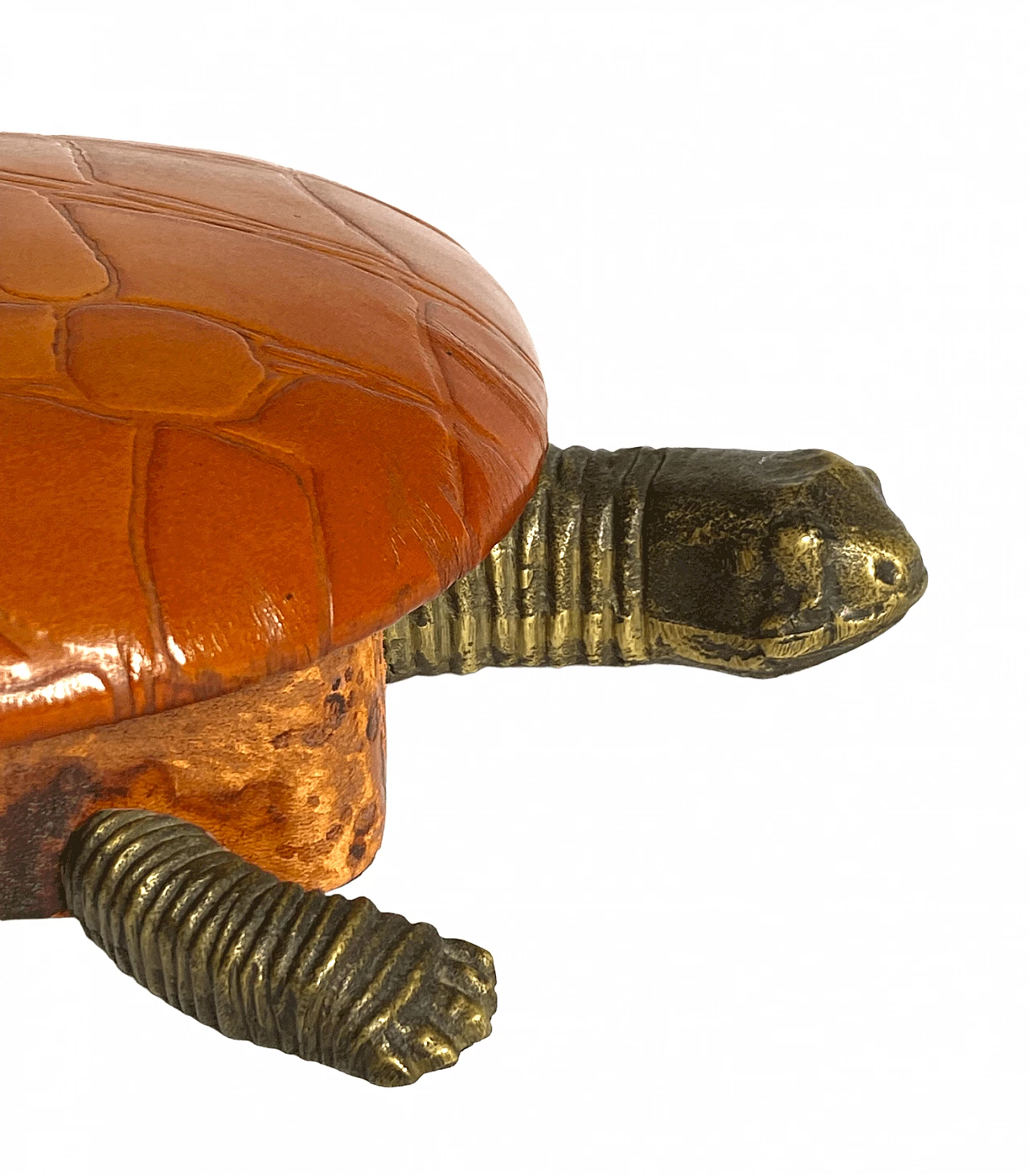 Portagioie a forma di tartaruga in pelle e bronzo, anni '50 12