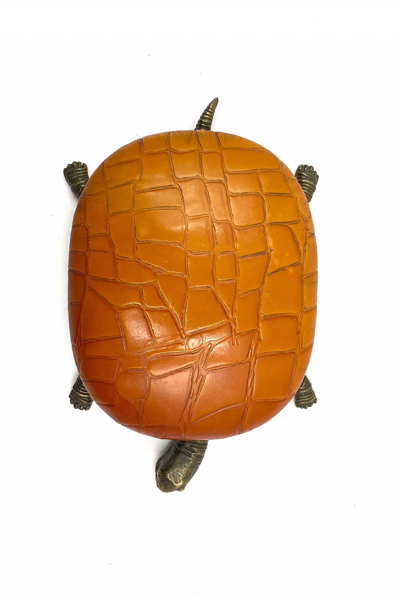 Portagioie a forma di tartaruga in pelle e bronzo, anni '50 20
