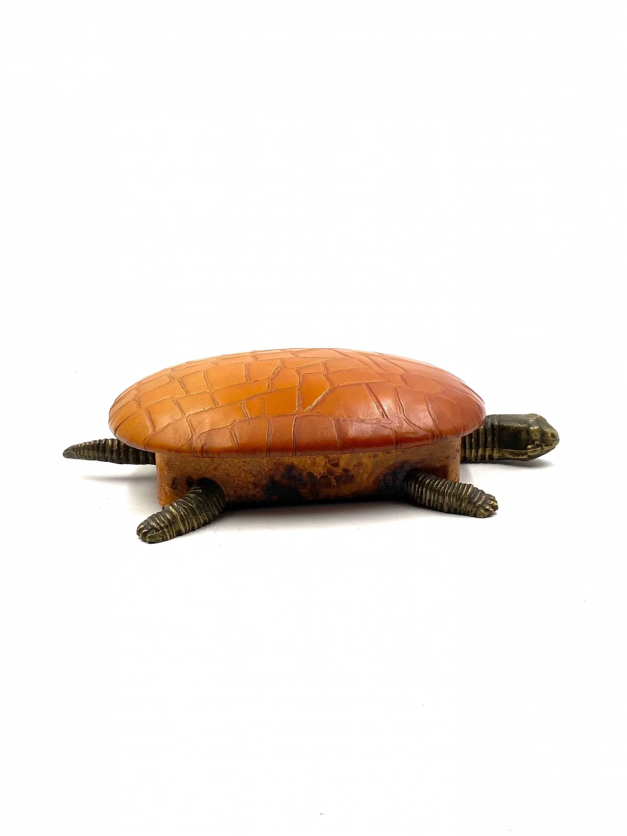 Portagioie a forma di tartaruga in pelle e bronzo, anni '50 22