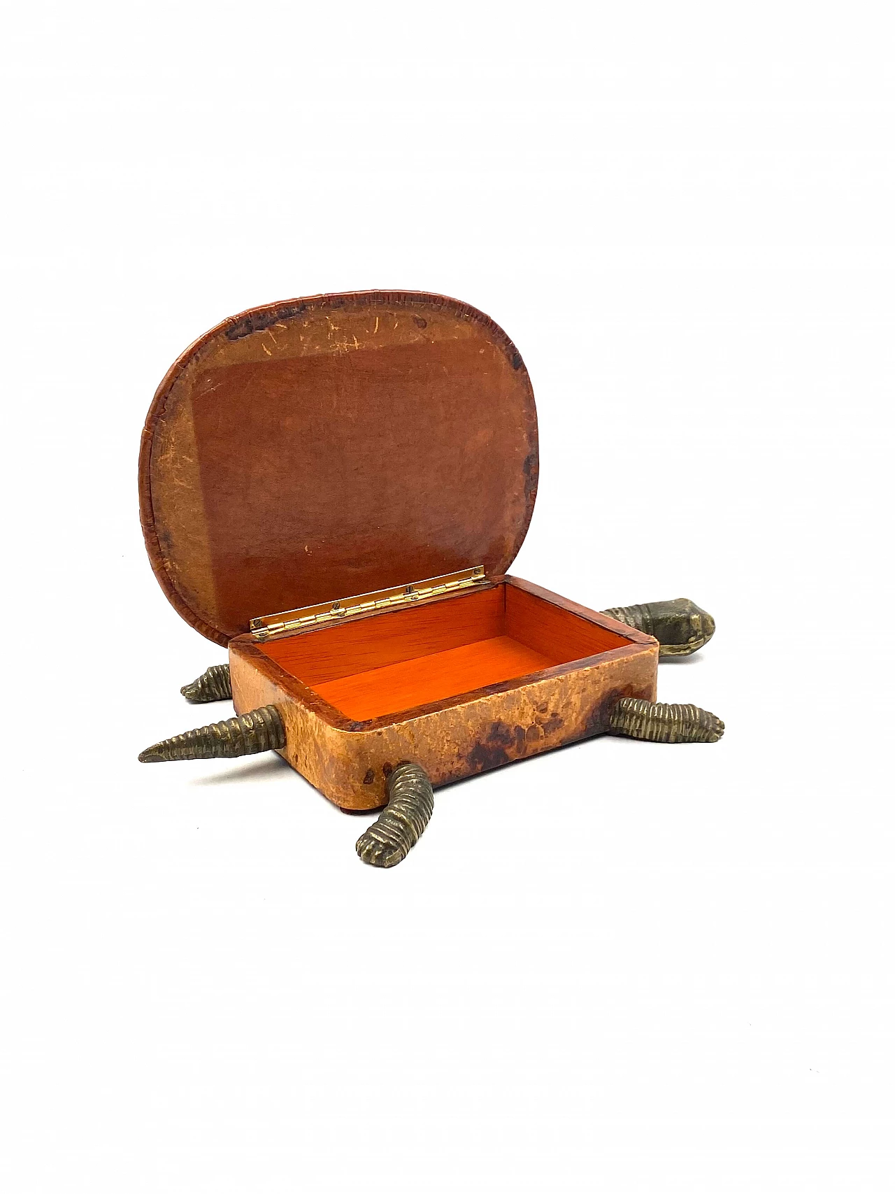 Tortoise-shaped leather and bronze jewellery box, 1950s 23