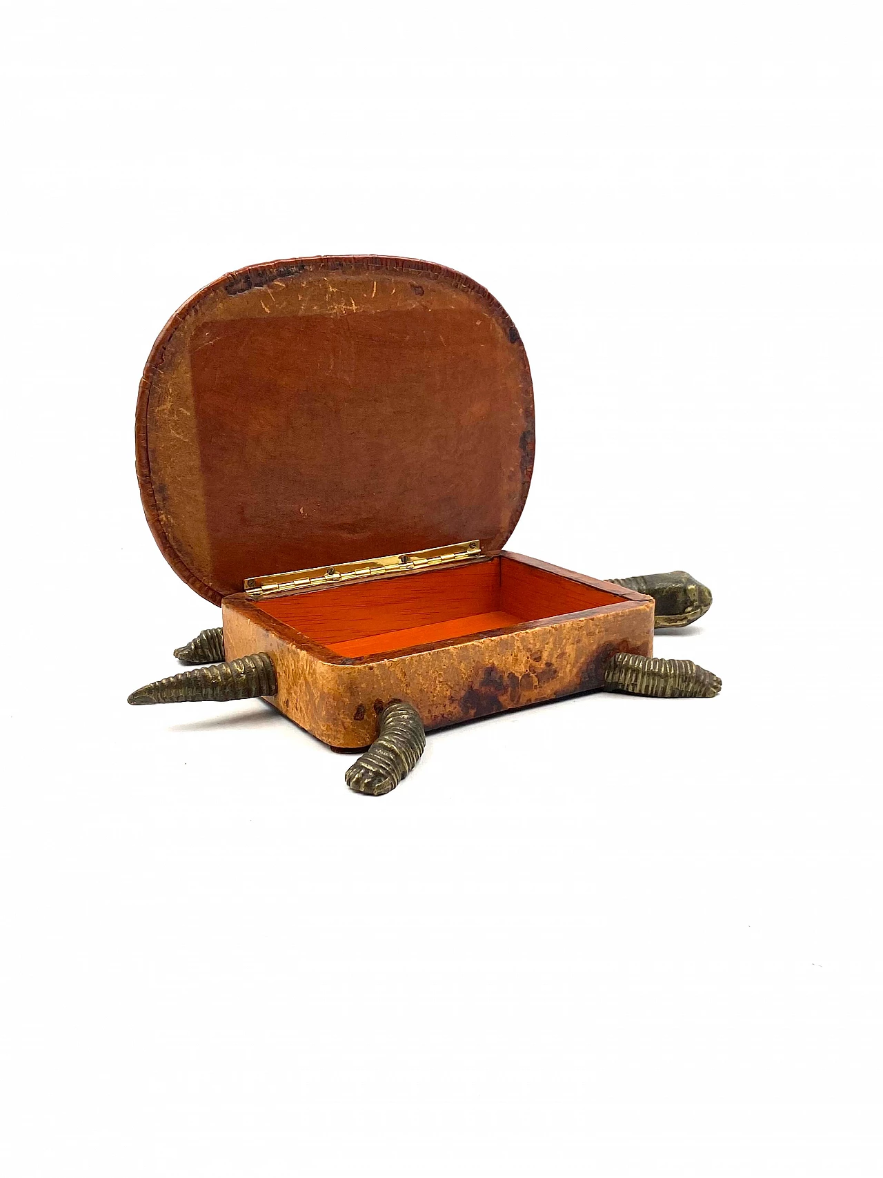 Tortoise-shaped leather and bronze jewellery box, 1950s 24