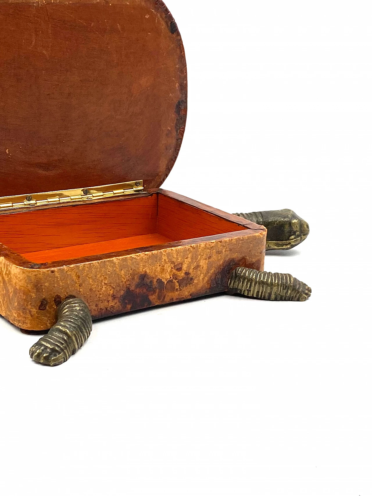 Tortoise-shaped leather and bronze jewellery box, 1950s 27