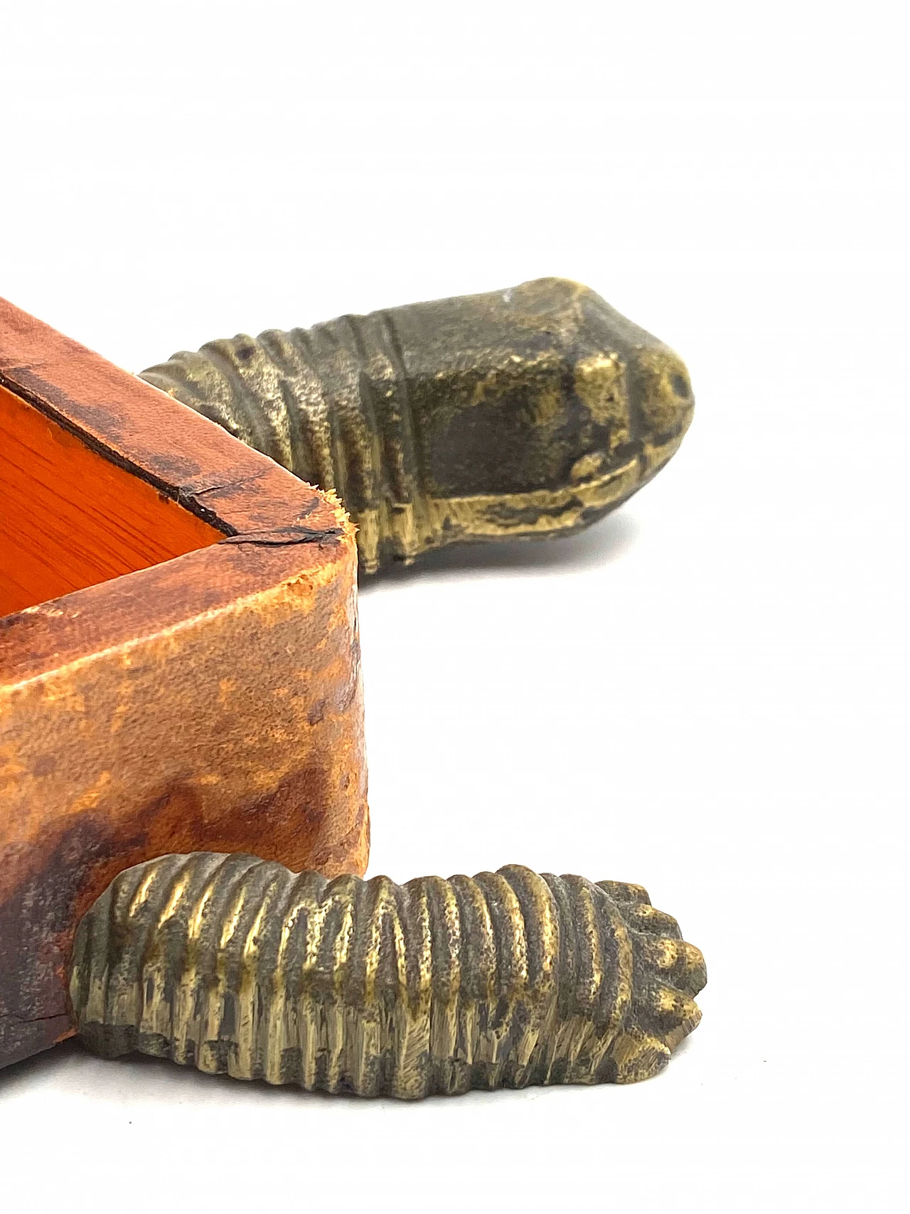 Tortoise-shaped leather and bronze jewellery box, 1950s 38