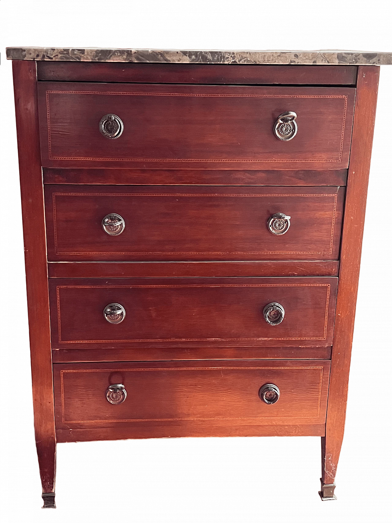 Empire style mahogany dresser with marble top, early 20th century 7
