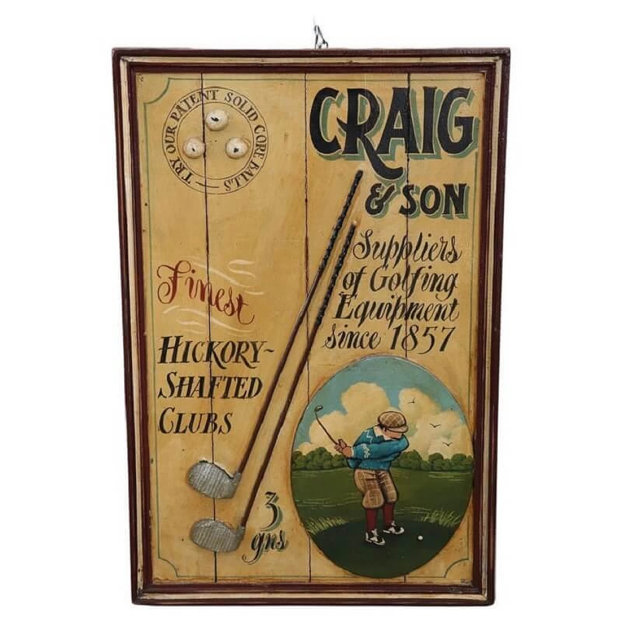 Hand-painted advertising sign on wood, 1920s 1