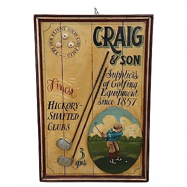 Hand-painted advertising sign on wood, 1920s