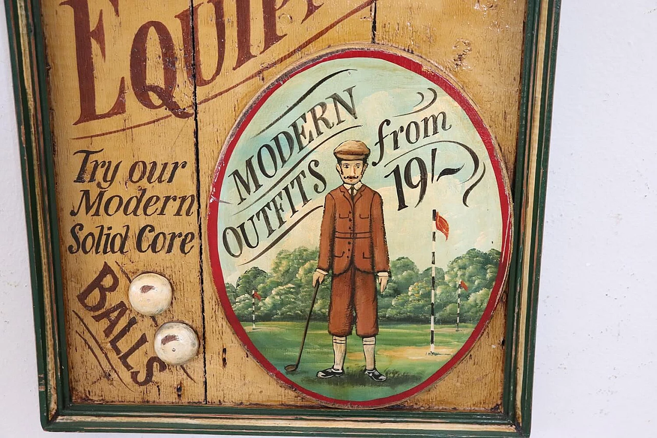 Hand-painted advertising sign on wood with relief decoration, 1920s 3