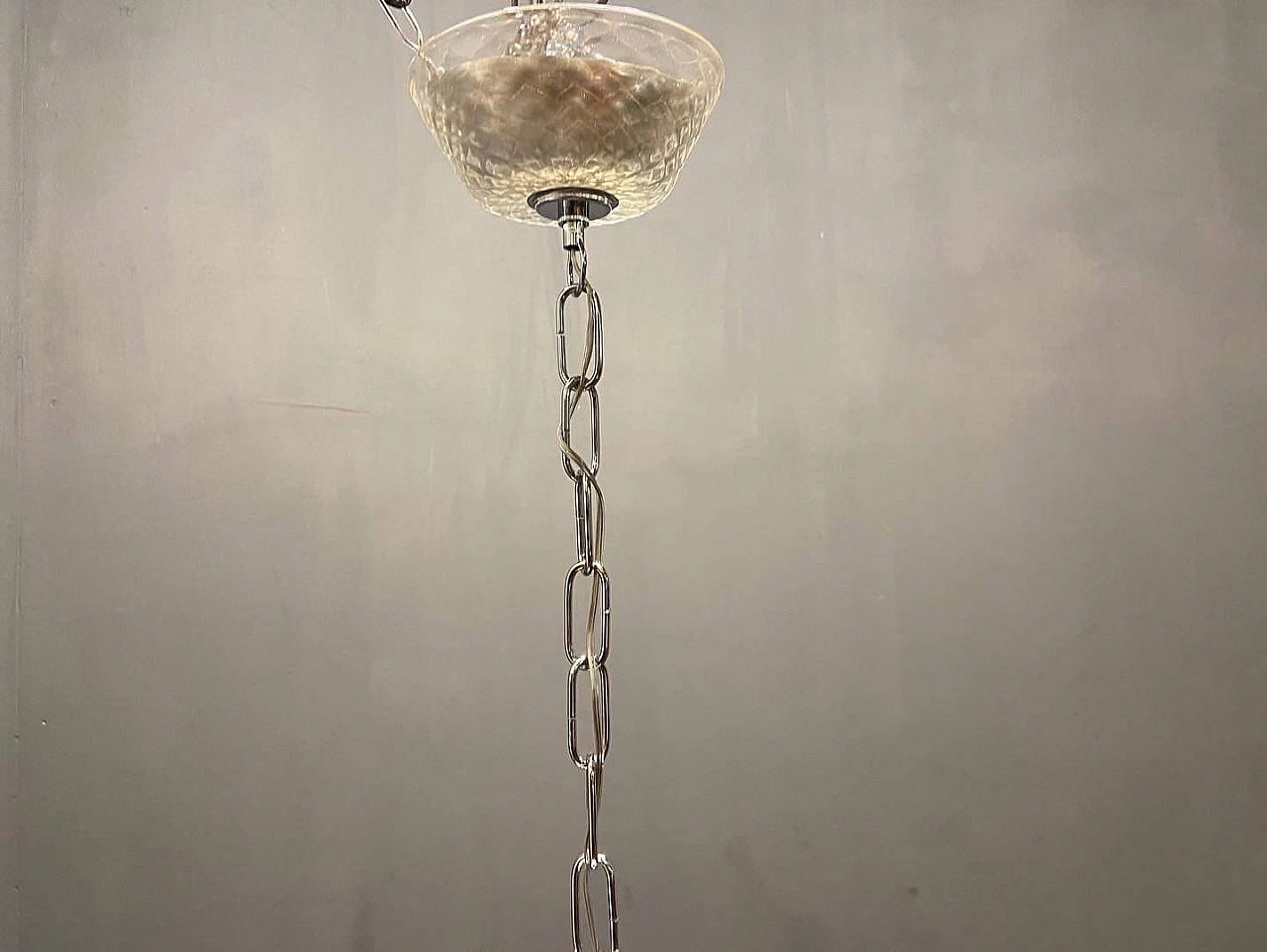 Lampadario a 6 luci in vetro soffiato di Murano, anni '60 11