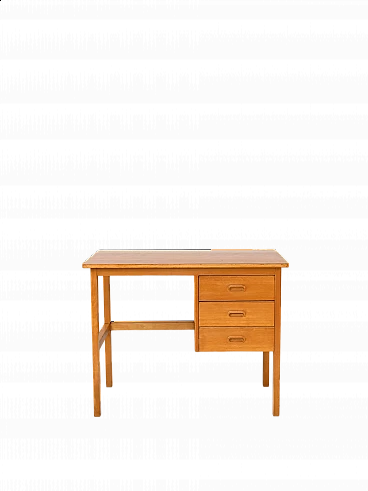 Scandinavian oak desk with side drawers, 1960s