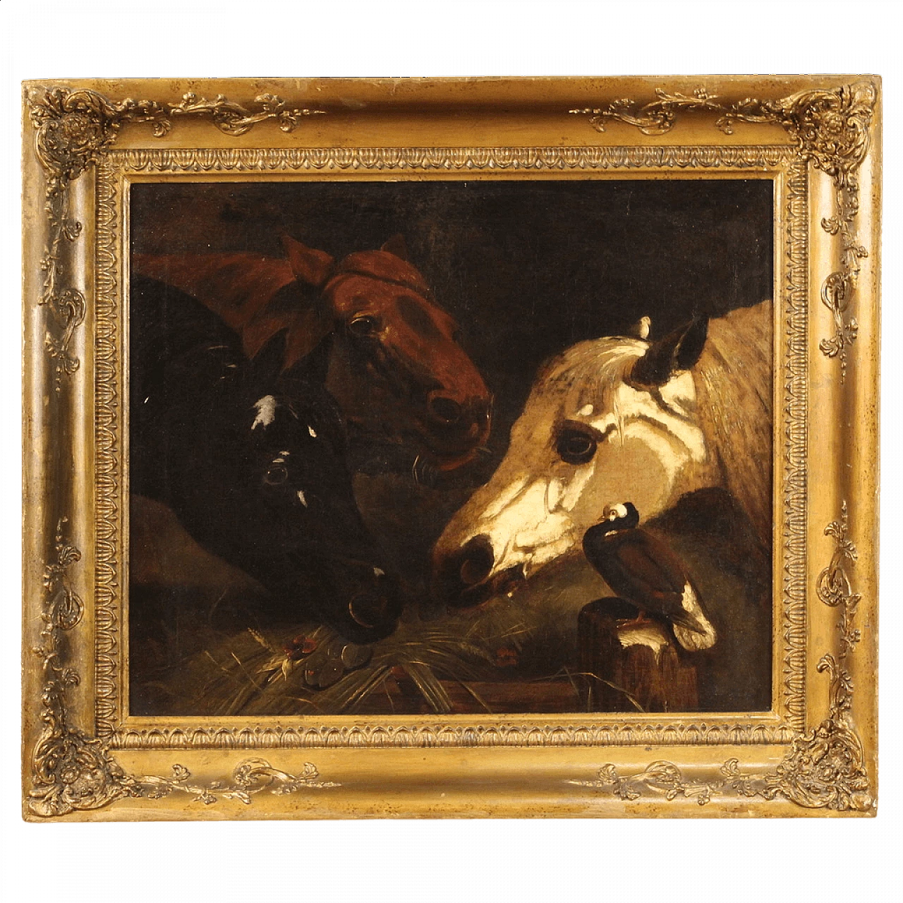 Dipinto con cavalli, scuola italiana, olio su tela, prima metà '800 16