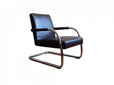 Armchair in metal and brown leather by Antonio Citterio for Vitra
