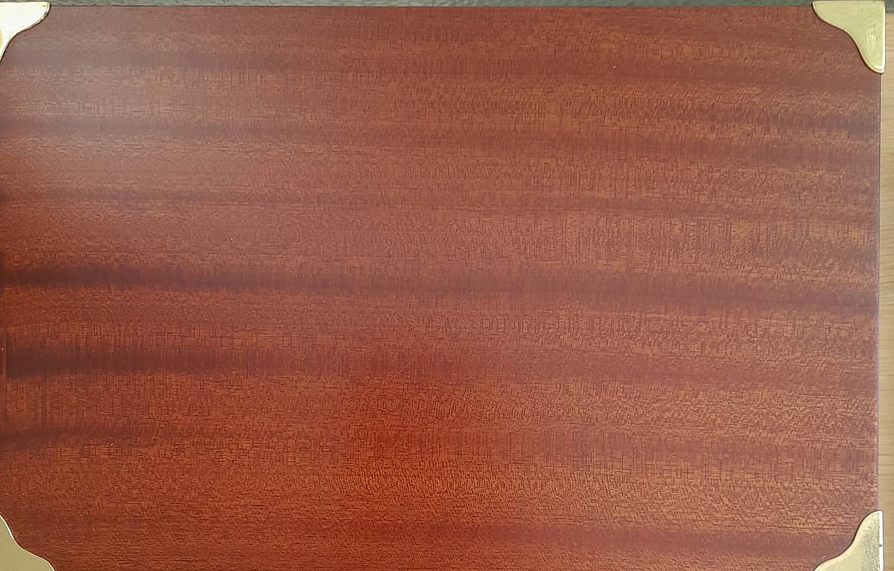 Scatola in legno con dadi e fiche in madreperla, anni '80 1