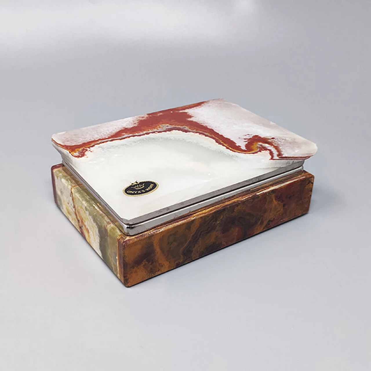 Box in multicolor onyx and metal, 1960s 1