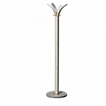 Four-arm metal coat stand with marble base, 1970s