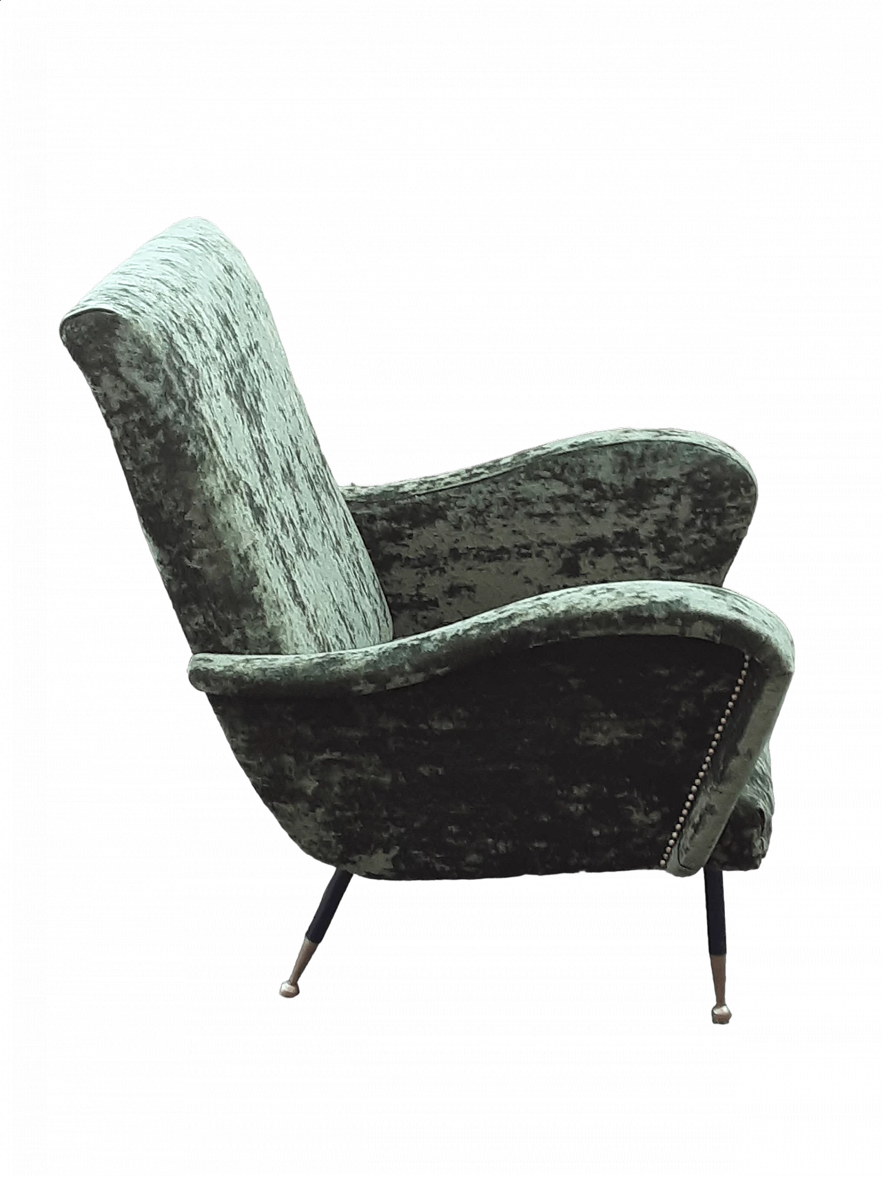 Green velvet armchair, 1950s 4