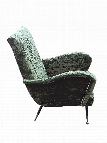 Green velvet armchair, 1950s