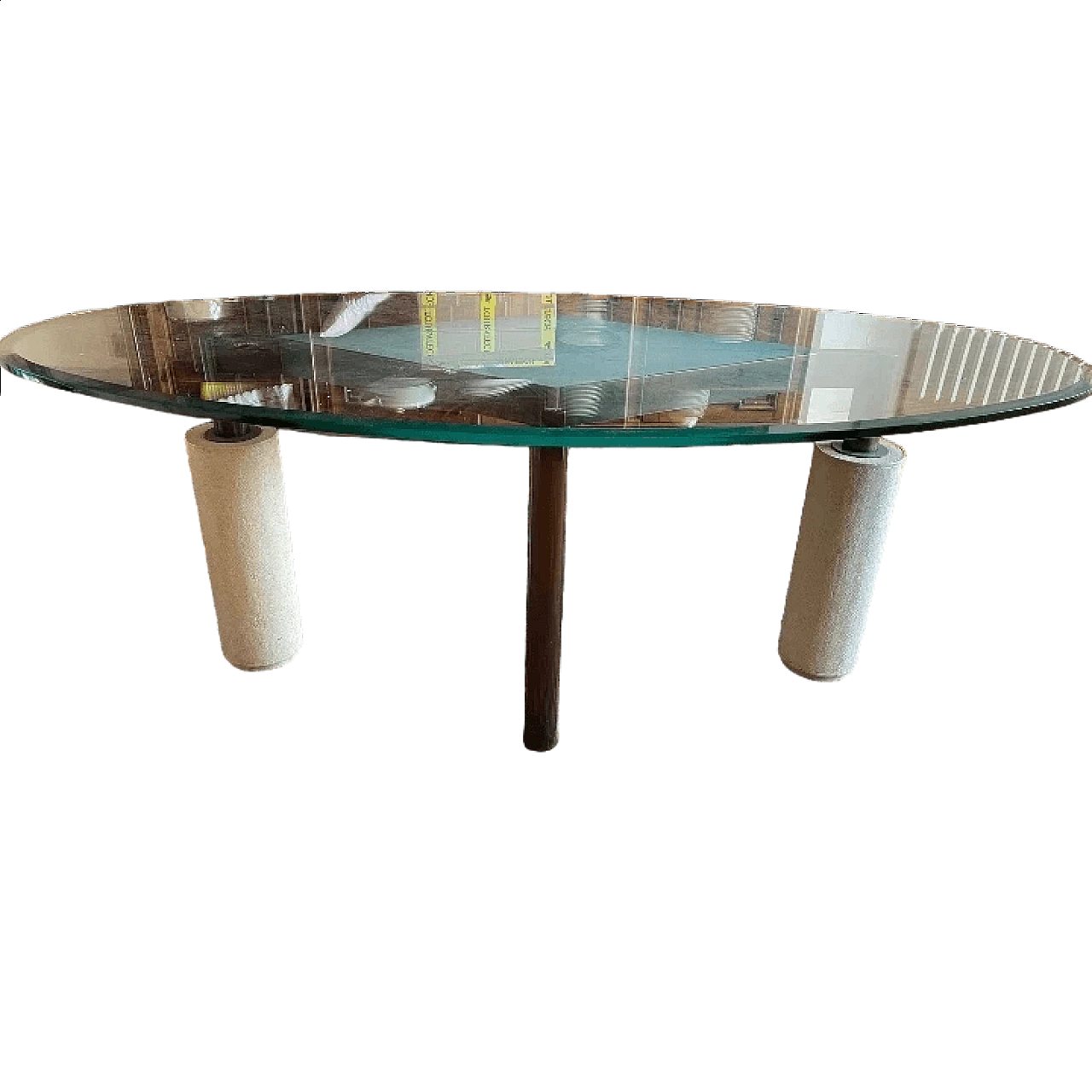 Tavolo in marmo con piano in vetro di Anna Maria Tusa, anni '80 4
