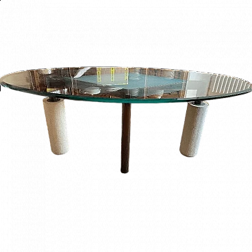 Marble table with glass top by Anna Maria Tusa, 1980s