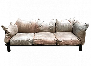 Three-seater leather sofa by DDL for Poltronova, 1970s