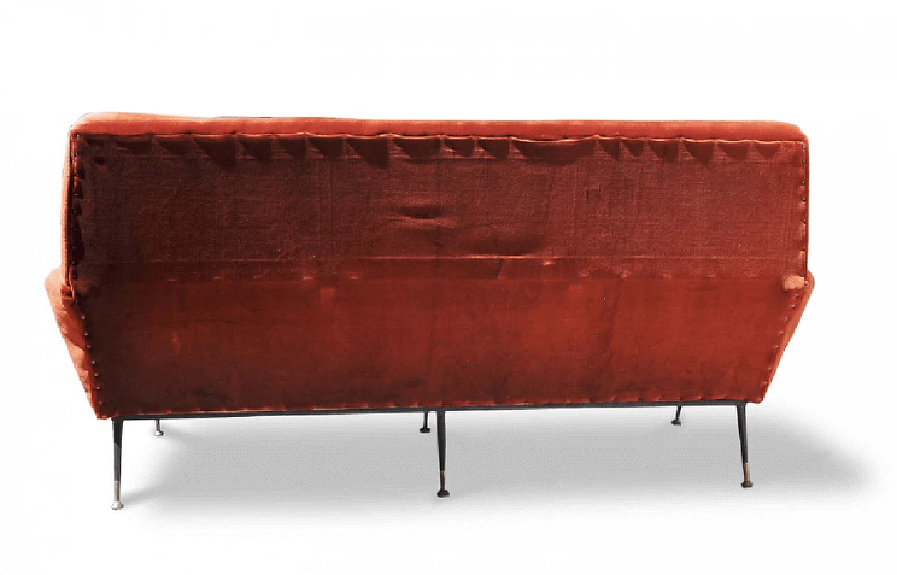 Velvet sofa in the style of Gio Ponti and Marco Zanuso, 1950s 3