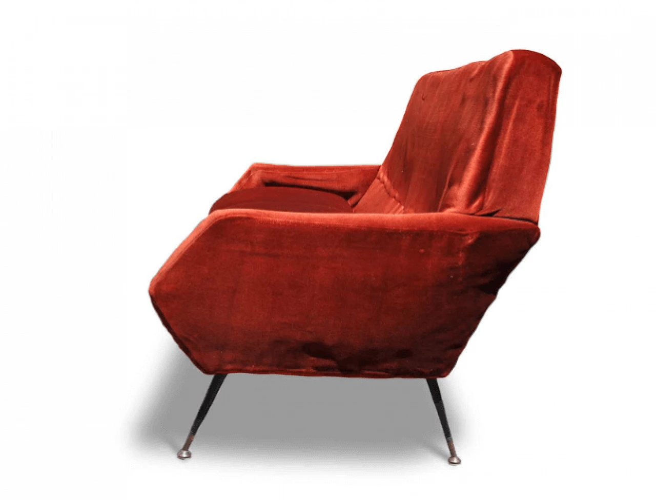 Velvet sofa in the style of Gio Ponti and Marco Zanuso, 1950s 4