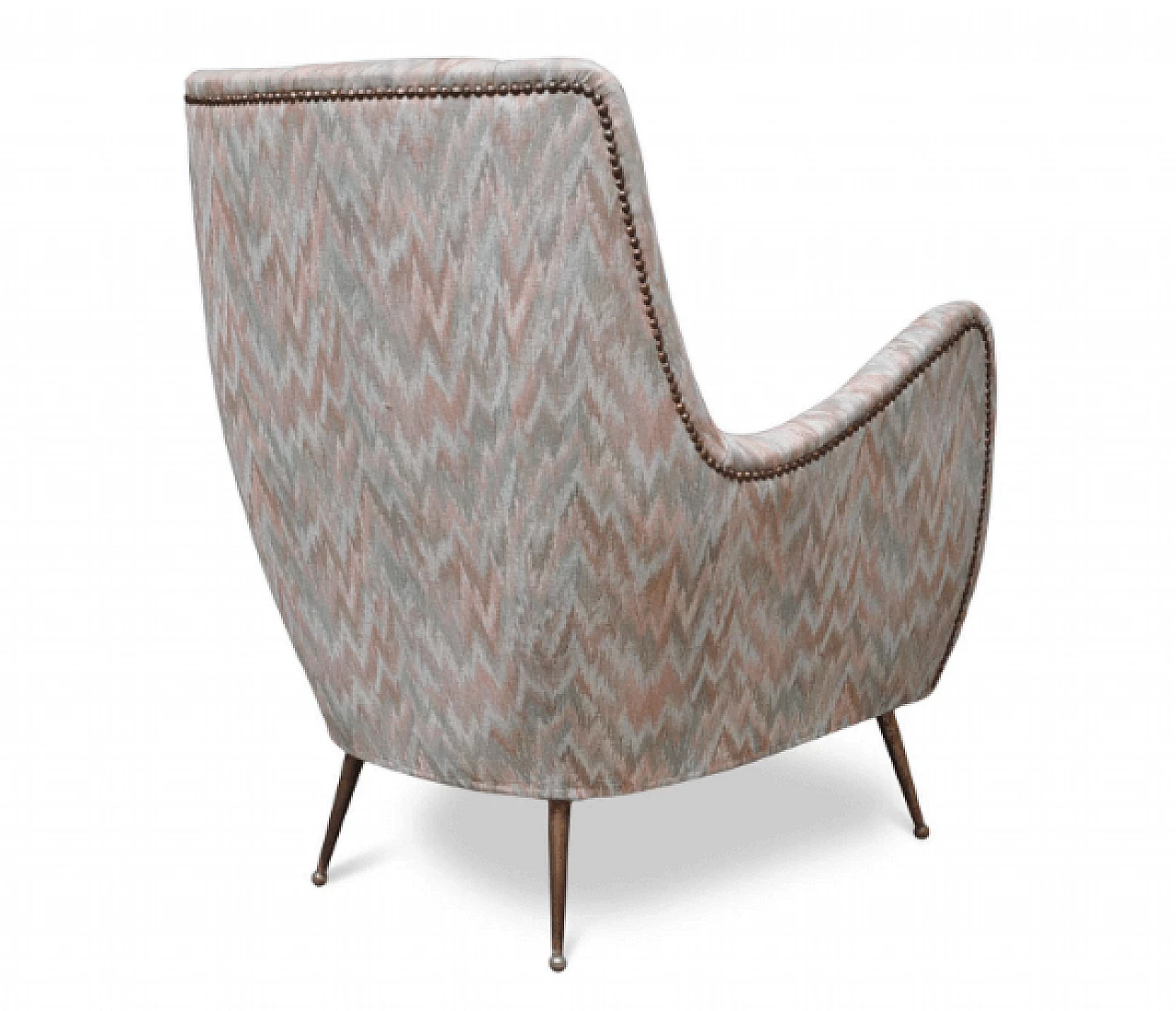 Coppia di poltrone in tessuto Chevron nello stile di Gio Ponti, anni '50 4