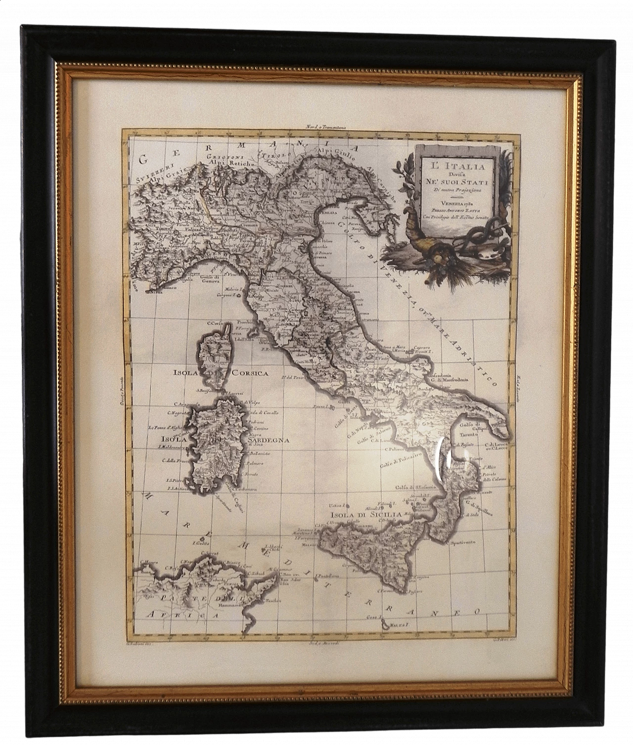 Riproduzione di cartografia dell'Italia e i suoi stati nel 1782, 2012 10