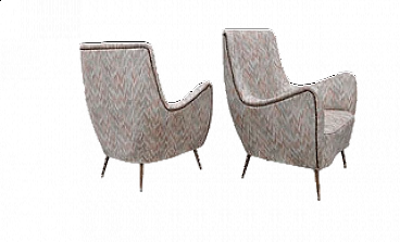 Pair of Chevron fabric armchairs in the style of Gio Ponti, 1950s