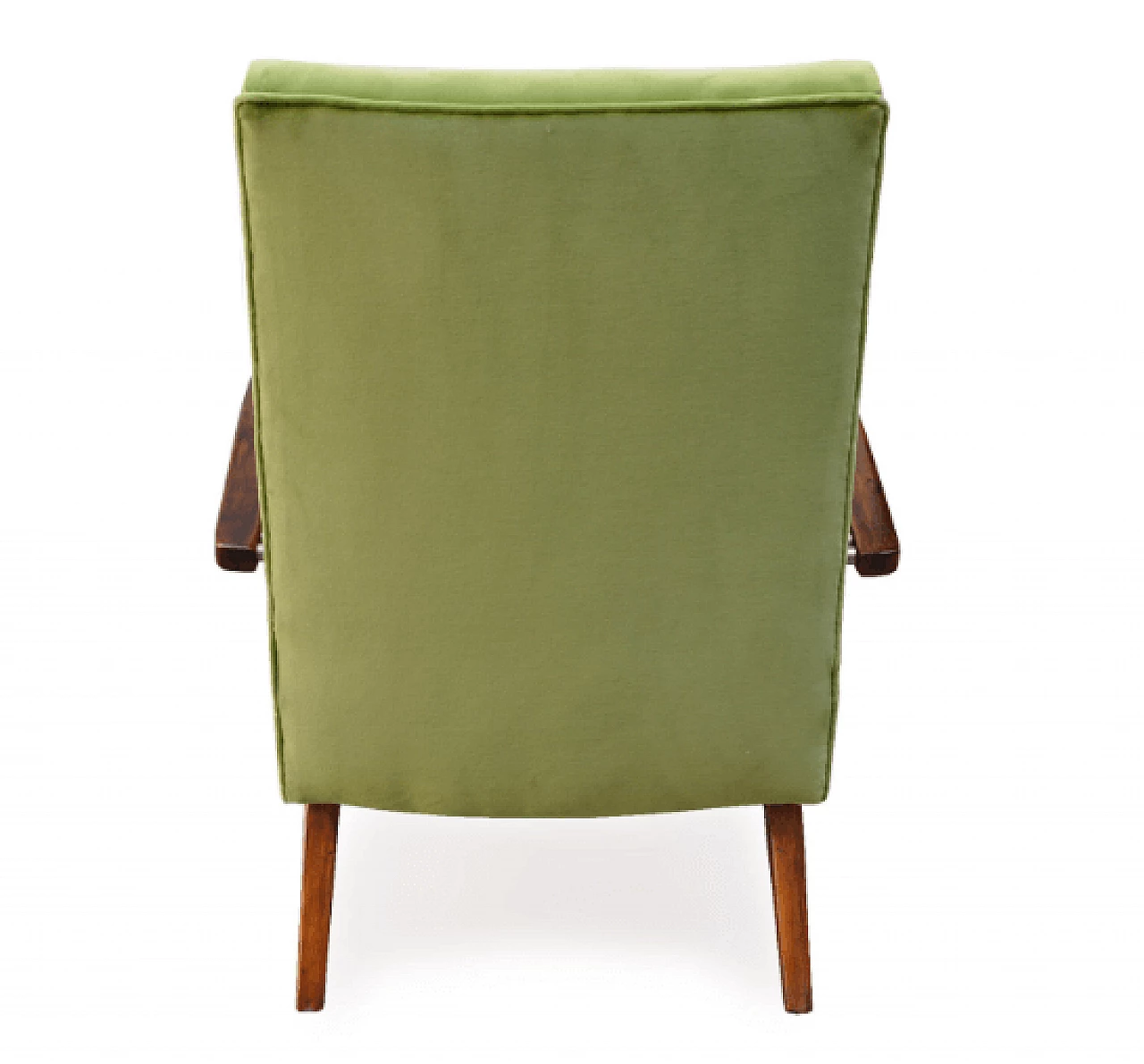 Art Deco armchair in wood and green velvet, 1930s 2