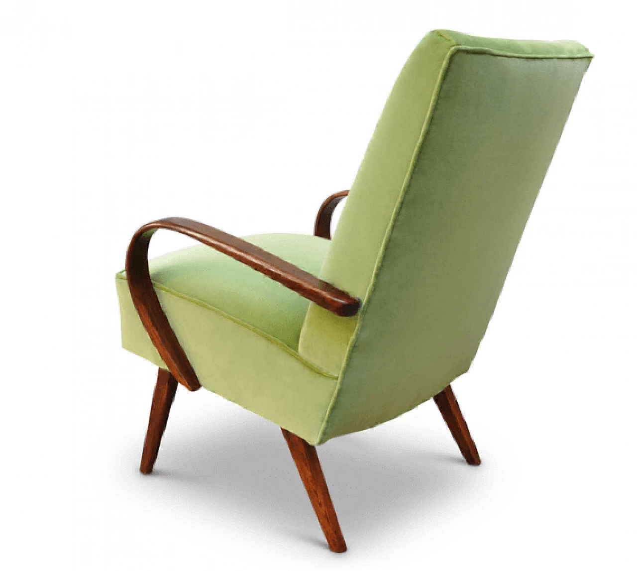 Art Deco armchair in wood and green velvet, 1930s 7