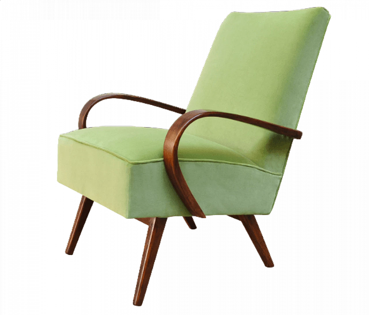 Art Deco armchair in wood and green velvet, 1930s 8