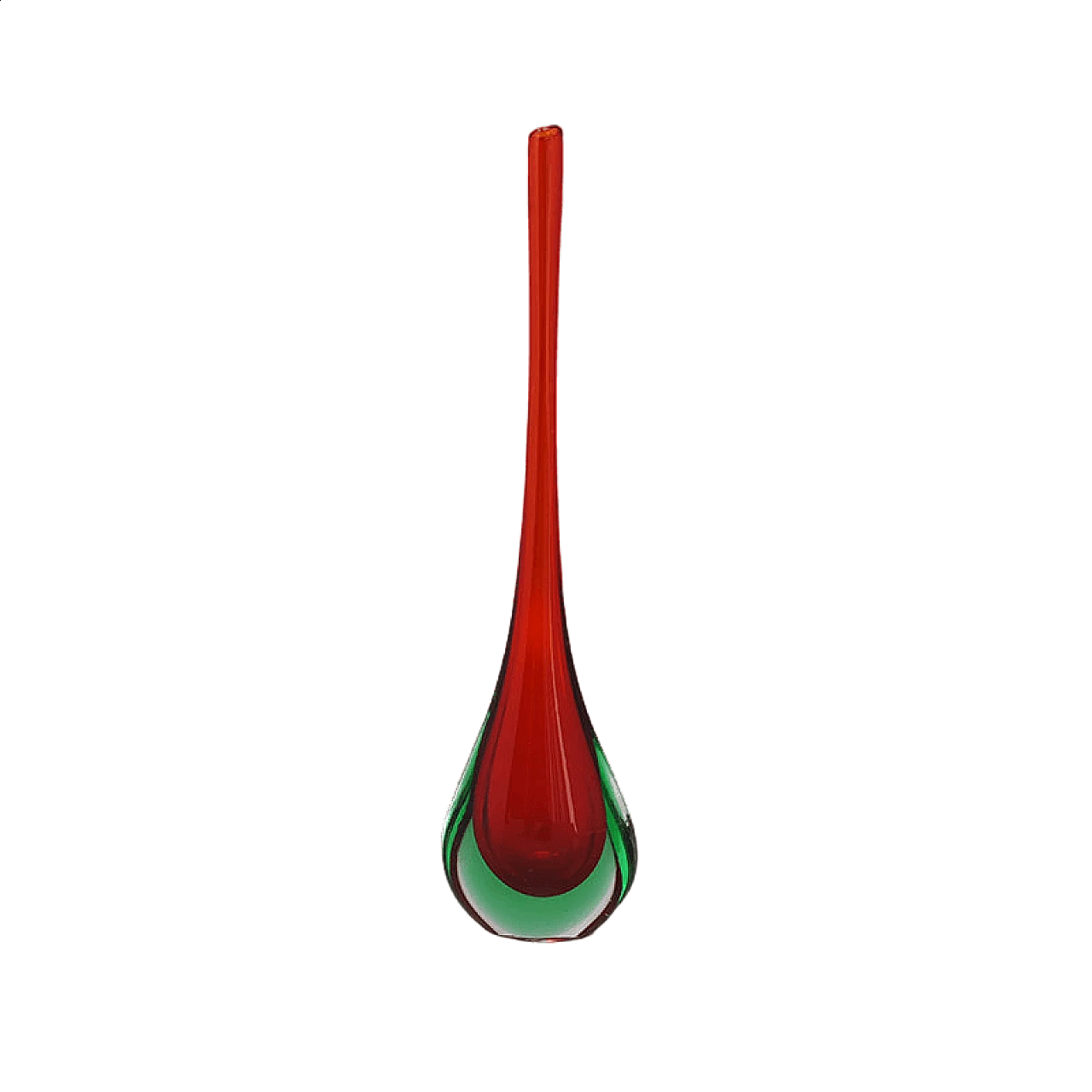 Red and green Murano glass vase by Flavio Poli, 1960s 7