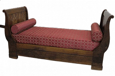 Solid walnut boat bed, 19th century