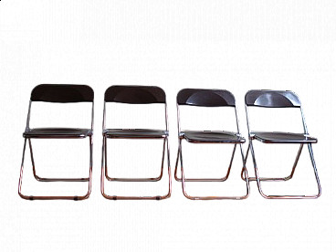 4 Plia folding chairs by Giancarlo Piretti for Castelli / Anonima Castelli, 1970s