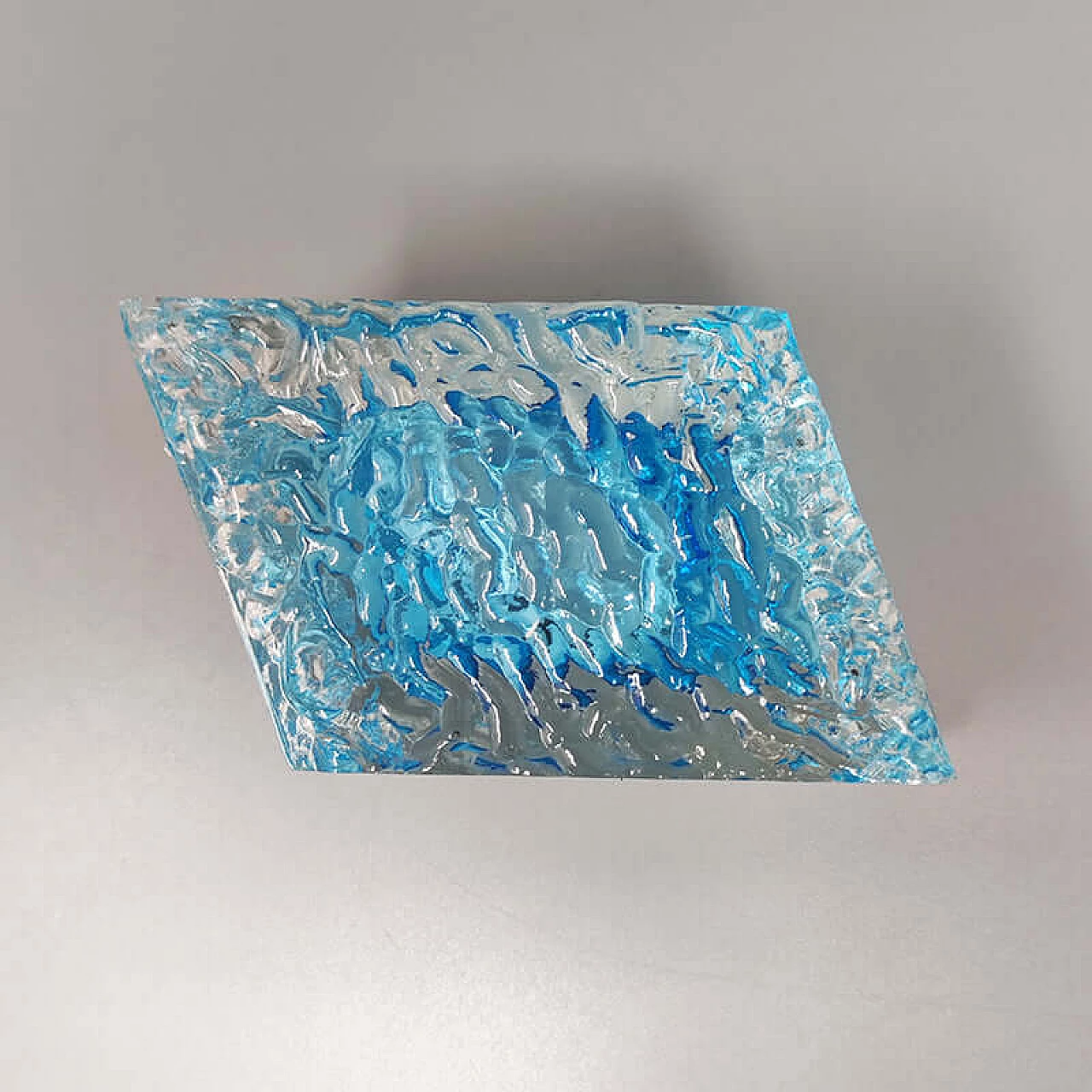 Light blue Murano glass ashtray by Flavio Poli for Seguso, 1960s 5