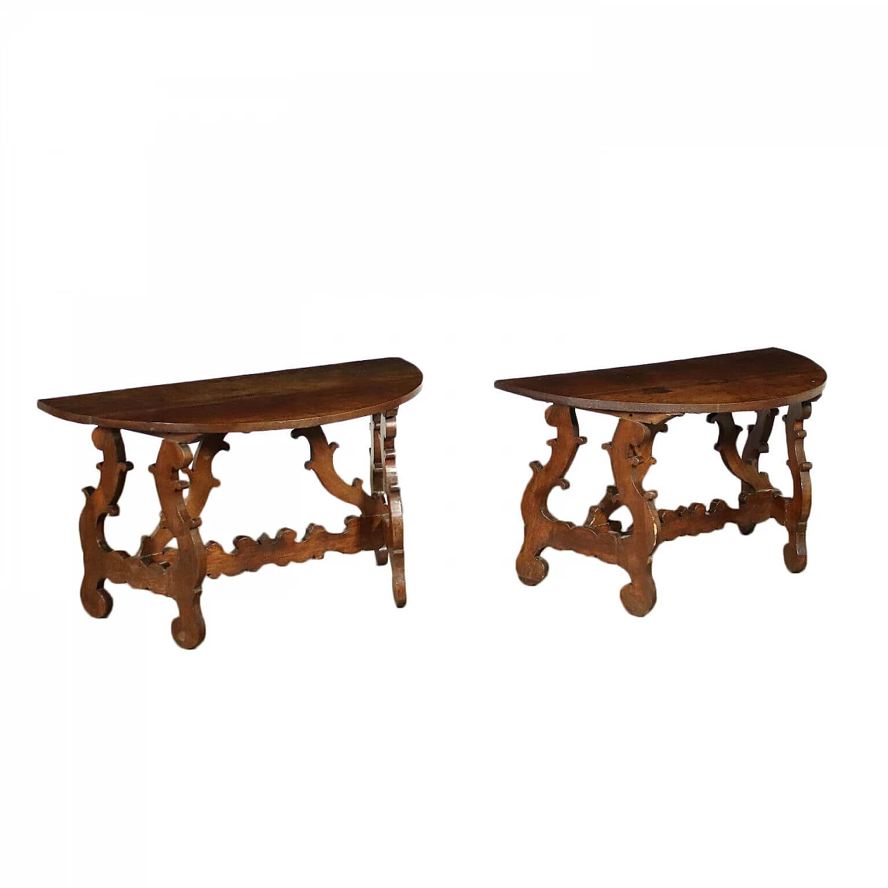 Coppia di consolle a fratino in noce, del '700 1