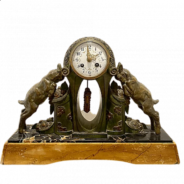 Art nouveau style bronze and marble pendulum clock by G. Limousin, 1930s