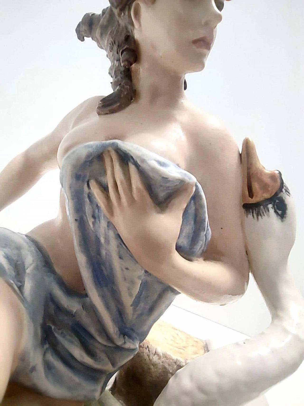 Capodimonte porcelain sculpture with lady and swan by Carlo Mollica, 1960s 6
