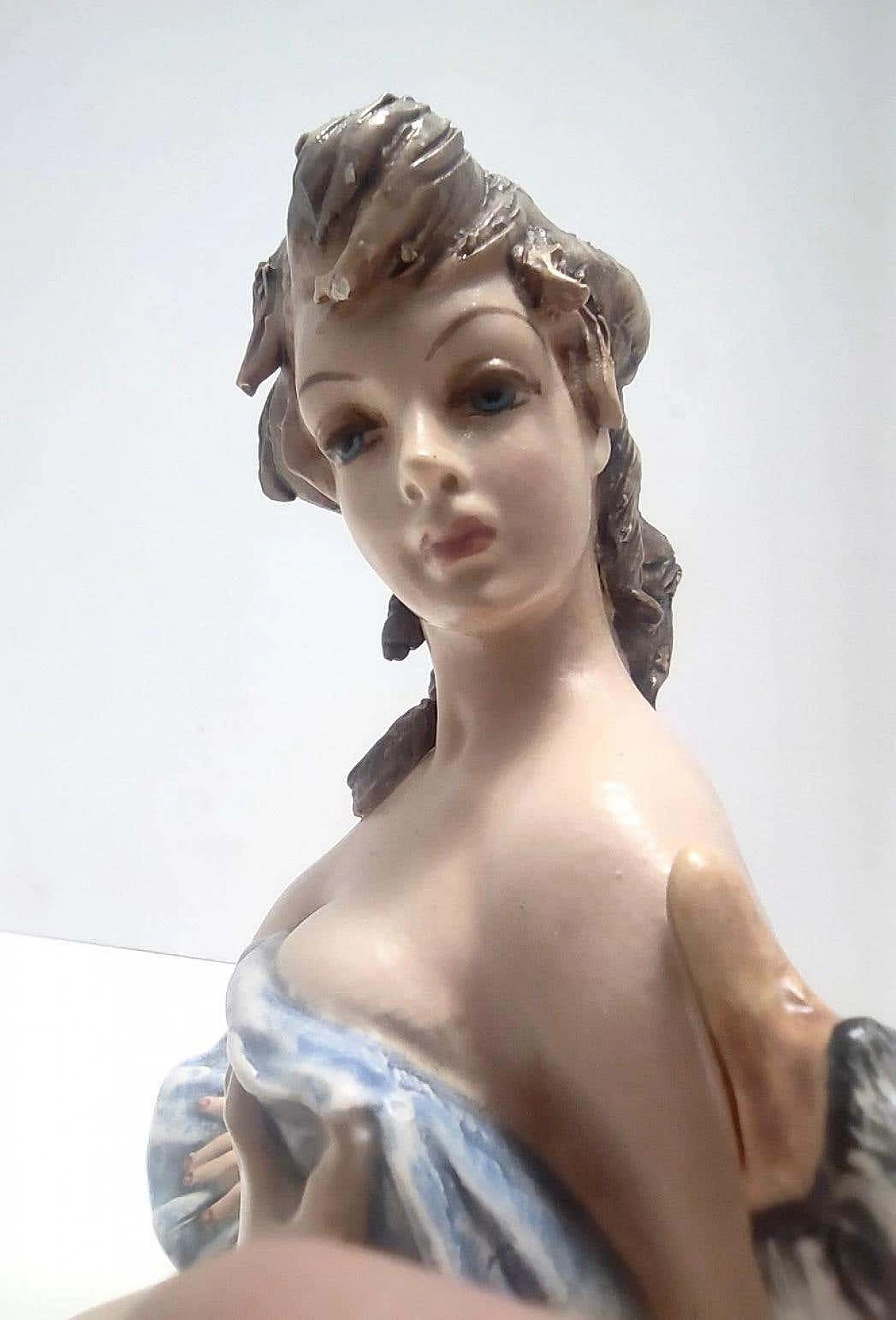 Capodimonte porcelain sculpture with lady and swan by Carlo Mollica, 1960s 7