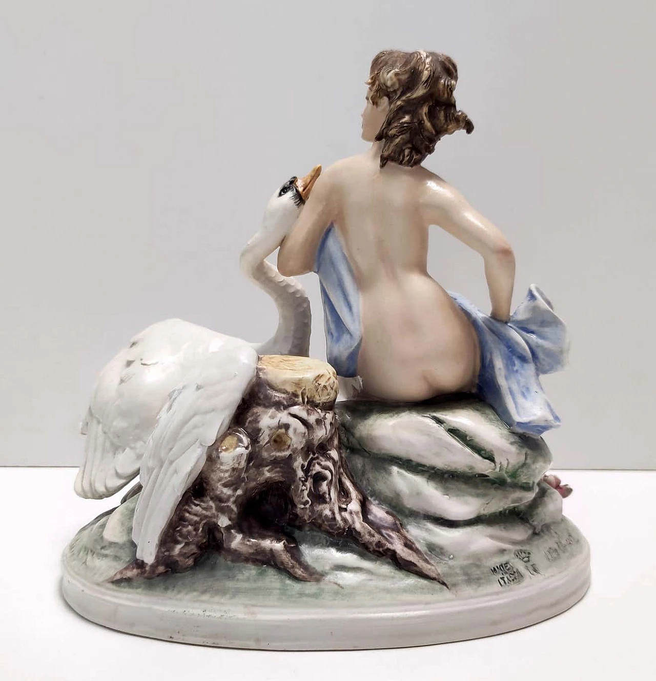 Capodimonte porcelain sculpture with lady and swan by Carlo Mollica, 1960s 11