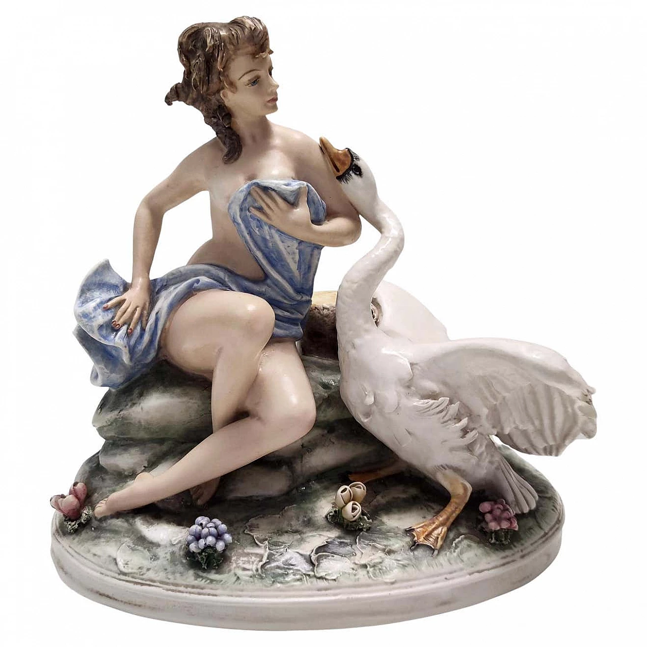 Capodimonte porcelain sculpture with lady and swan by Carlo Mollica, 1960s 15