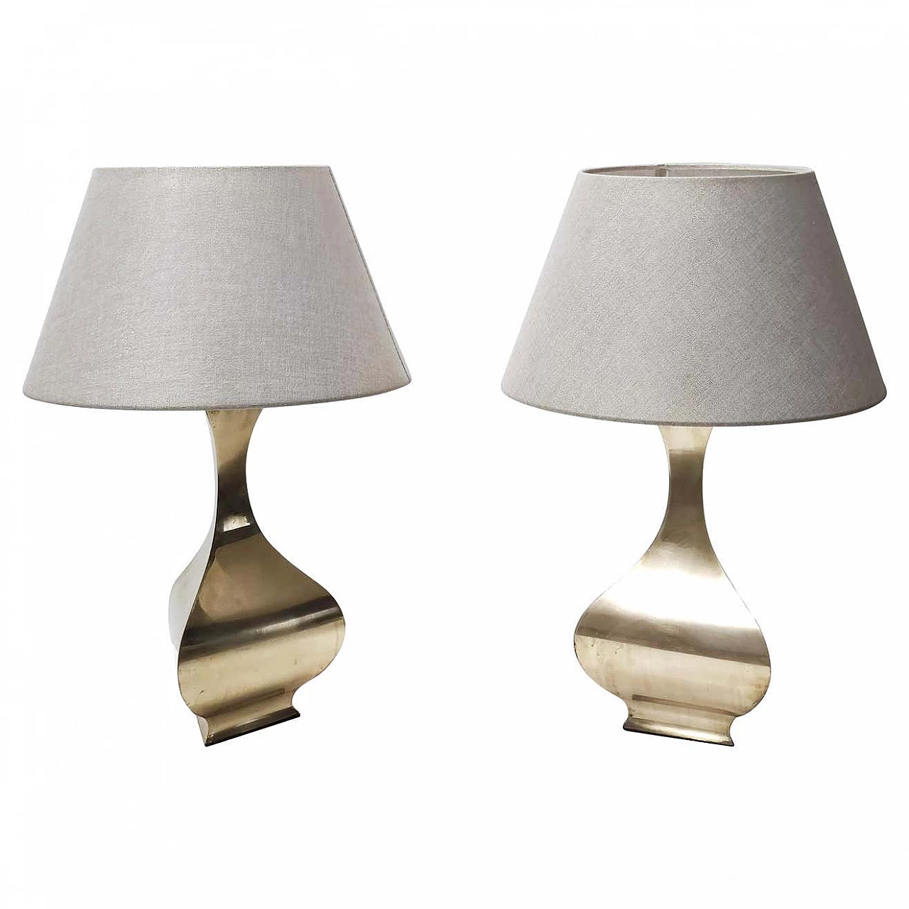 Pair of brass table lamps by Montagna Grillo and Tonello, 1970s 1