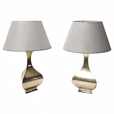 Pair of brass table lamps by Montagna Grillo and Tonello, 1970s