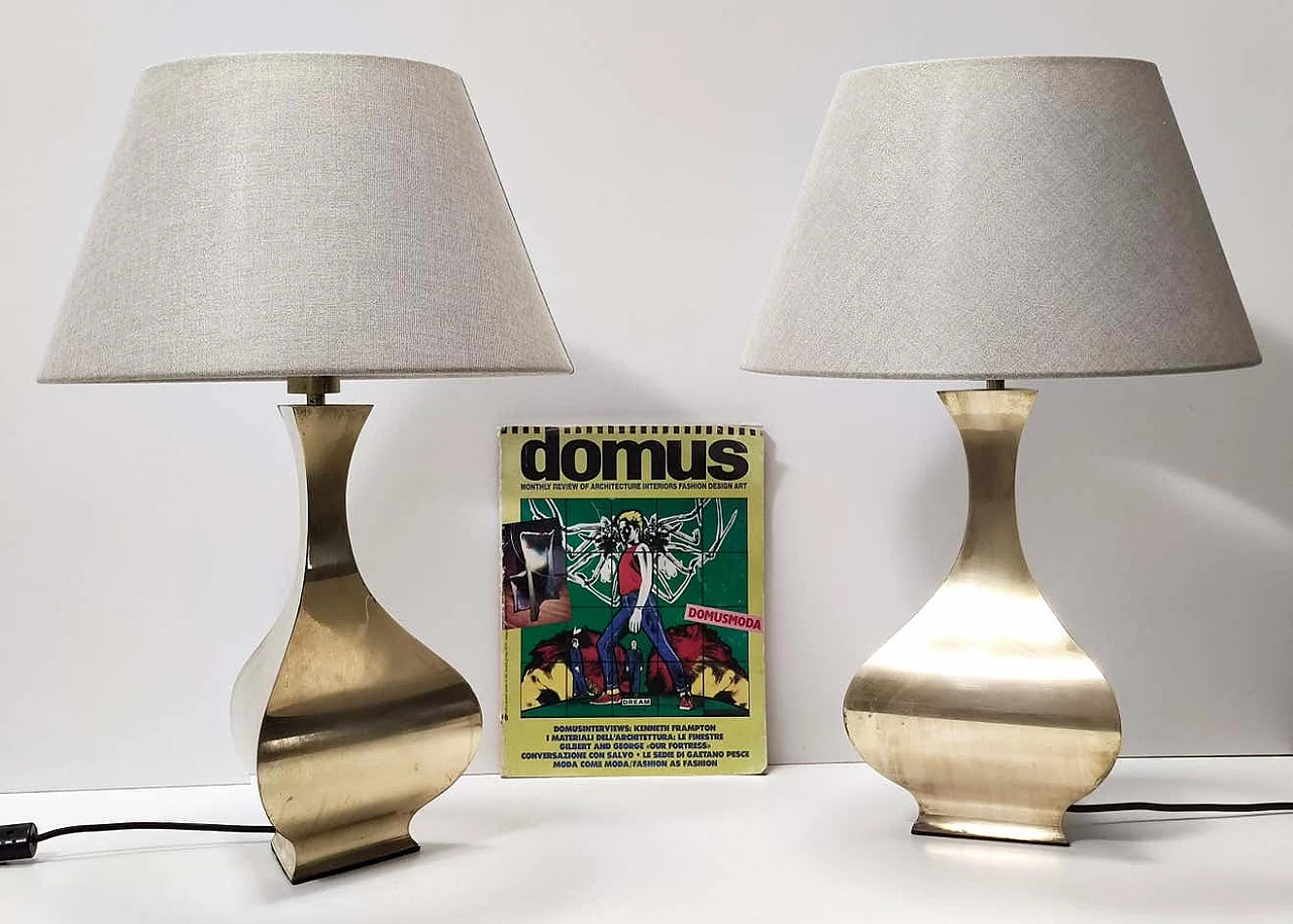 Pair of brass table lamps by Montagna Grillo and Tonello, 1970s 9